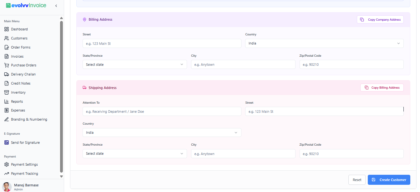 Configuring Billing and Shipping Address