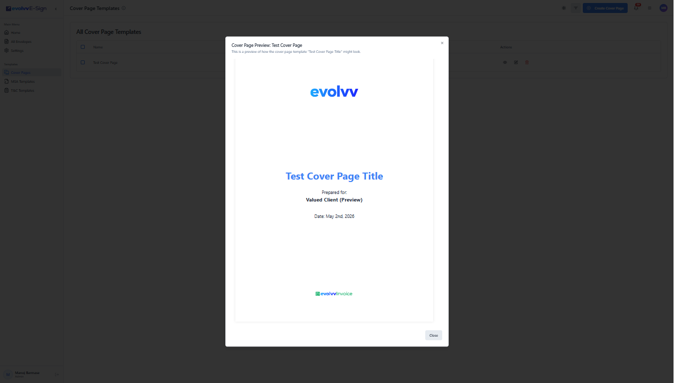 Cover Page Preview Modal