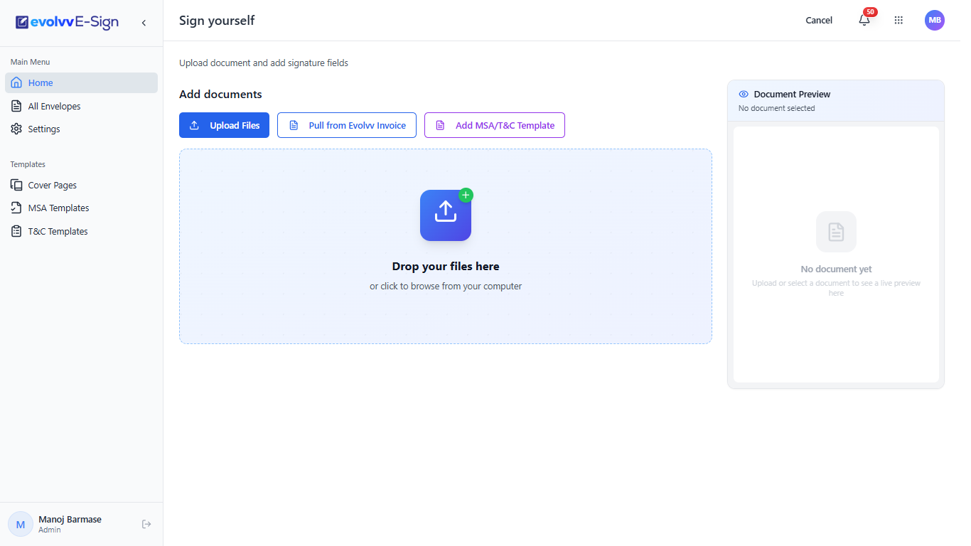 Upload Document Interface