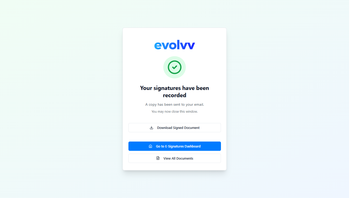 Success Screen and Download