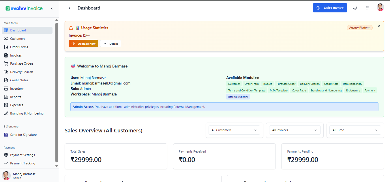 Evolvv Invoice Dashboard