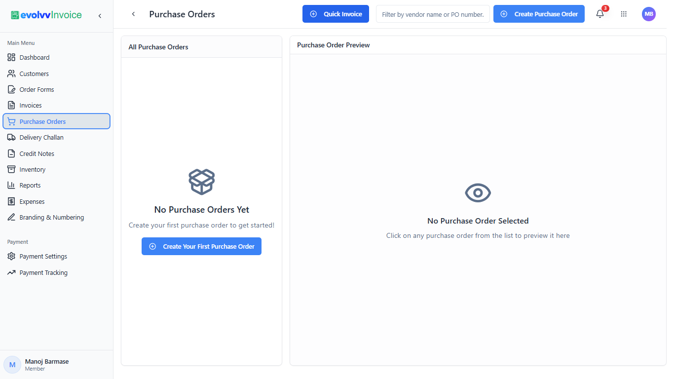Purchase Orders Dashboard